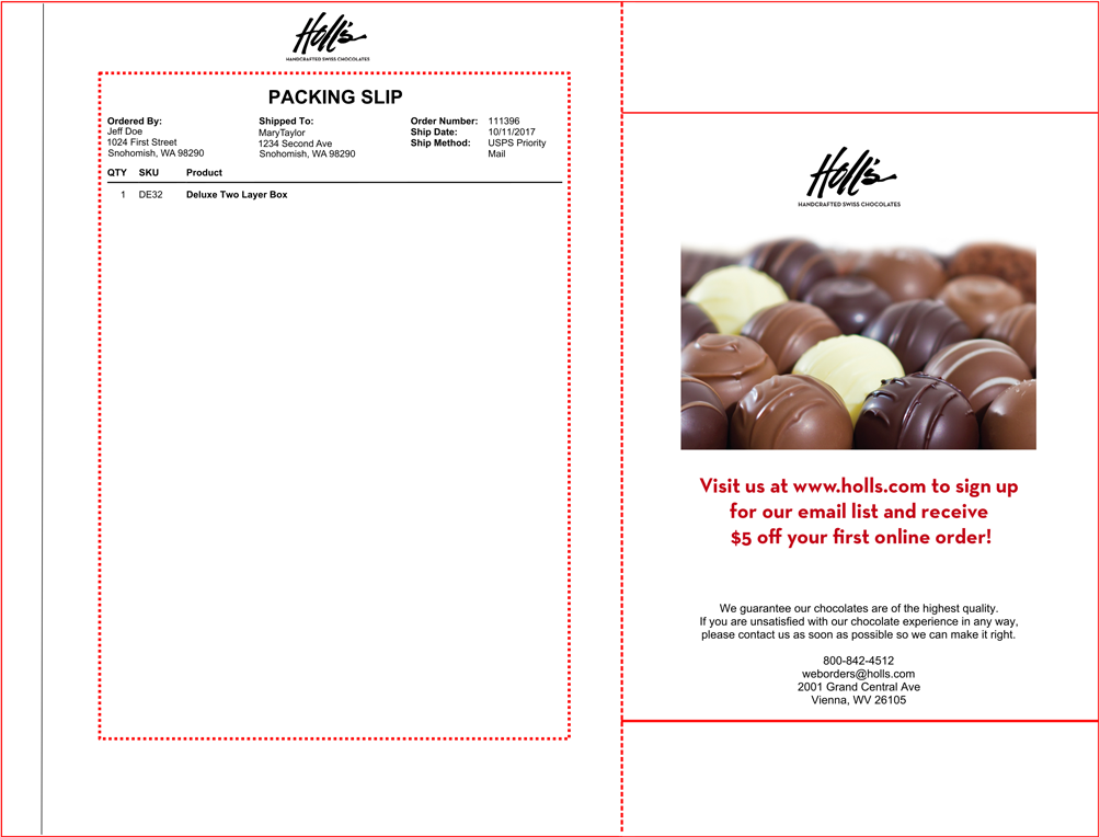 CWV, Holl's Swiss Chocolates